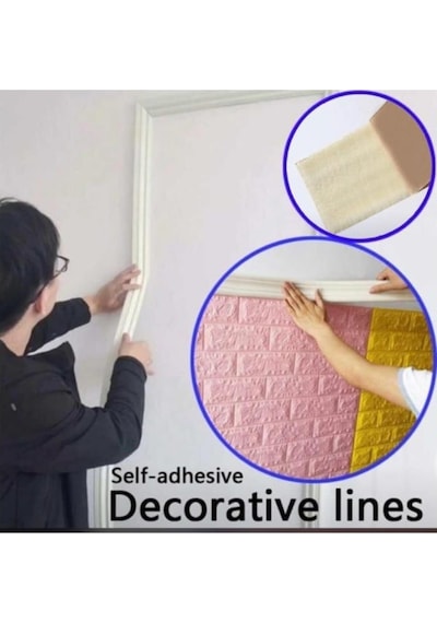 Beyaz Esnek Duvar Çıtası Dekoratif Yapışkanlı Çerçeve Süpürgelik (547640231)