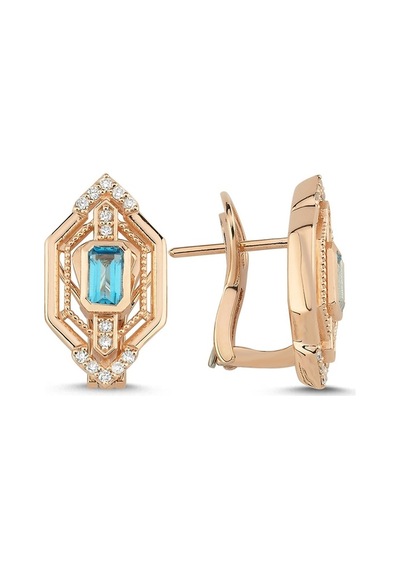 1,00 Karat Pırlantalı Topaz Küpe