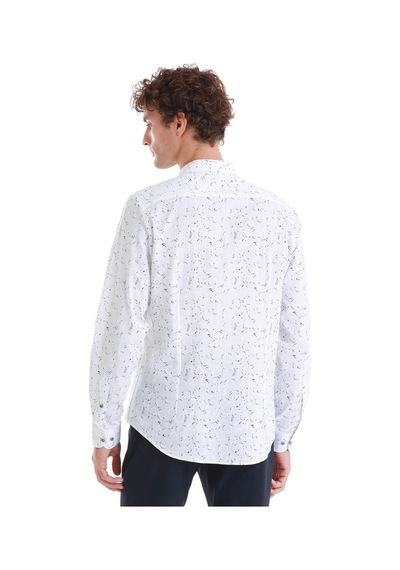 Hatemoğlu Lacivert Comfort Fit Baskılı Slim Yaka Uzun Kollu Spor Gömlek 24d190000007 00032 Lacivert