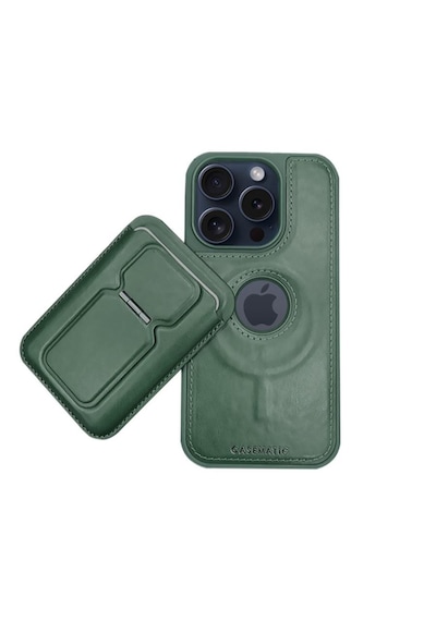 Magnetic Luxury Case + Mıknatıslı Cüzdan Apple Uyumlu iPhone 14 Pro Max Yeşil Yeşil