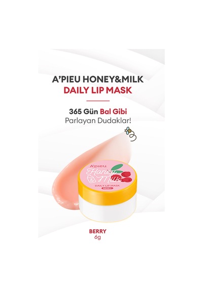 Bal Ve Süt Özlü Besleyici Ve Nemlendirici Dudak Maskesi A'pıeu Honey & Milk Daily Lip Mask Berry 48805478