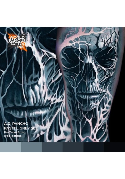 A.d Pancho Pastel Greys 6'lı Set - World Famous Ink Dövme Boyası - 1oz/30ml