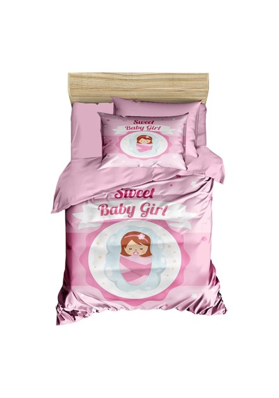 Yenidoğan Kız Bebek Nevresim Takımı %100 Pamuklu Sweet Baby Girl Çok Renkli