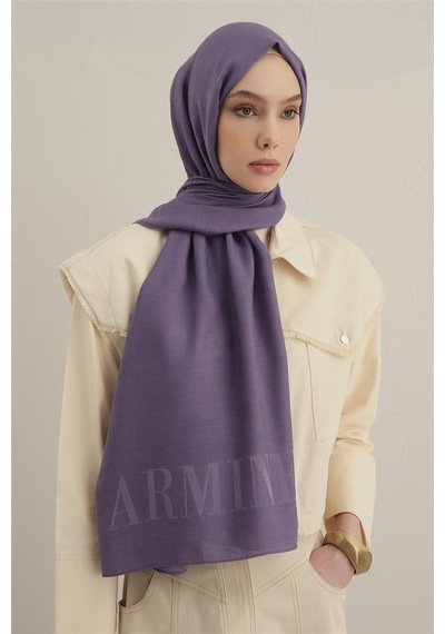 Armine Logo Drop Pamuk İpek Şal 2 Mor