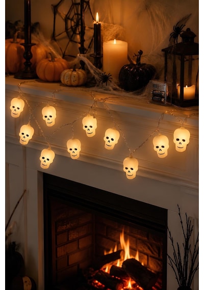 10'lu Kurukafa Led Işık Halloween Cadılar Bayramı Tavan Ve Dekor Süsü Renkli