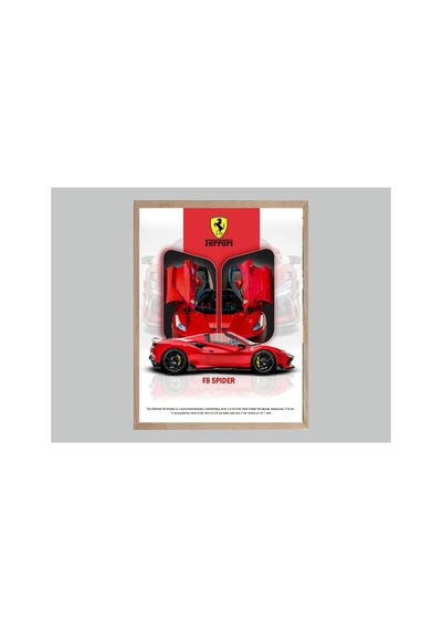 Ferrari Doğal Ahşap Çerçeveli Tek Parça Dekoratif Tablo Çok Renkli - 844470939 Çok Renkli