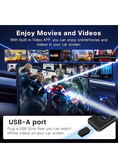 Carlinkit Tbox Lite Kablosuz Ai Kutusu, Ram 2g+rom 32g, Carplay Ve Android Oto, Destek Kablosuz Carplay Ve Kablosuz Andr 10"