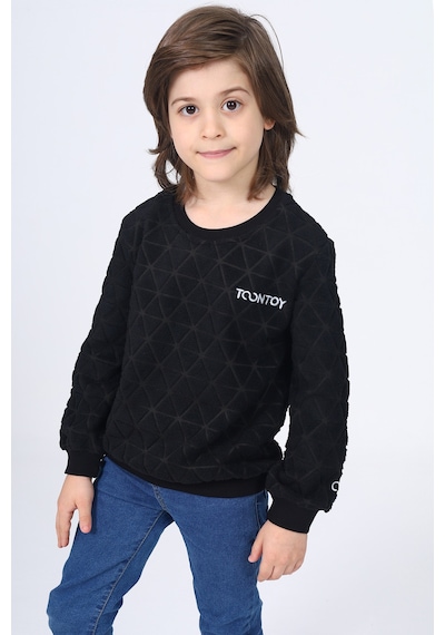 Toontoy Kids Toontoy Unisex Çocuk Nakışlı Sweatshirt Siyah