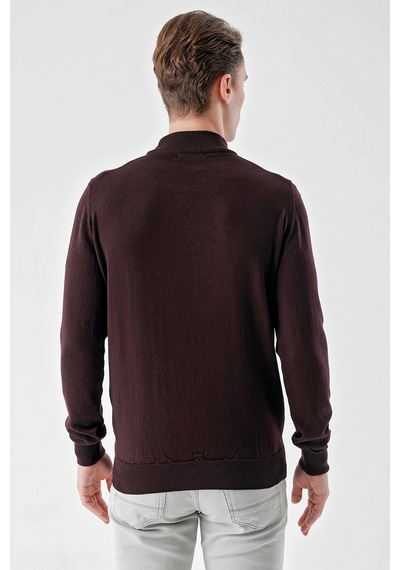 Morven Erkek Mor Basic Yarım Balıkçı Yaka Dynamic Fit Rahat Kesim Triko 25kc017002309 Mor
