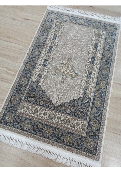 100 Tarak İpeksi Seccade Krem Dark Blue Krem Mavi