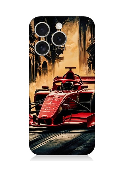 Apple Uyumlu iPhone 15 Pro Max Formula Araba Desenli Silikon Kılıf Silikon
