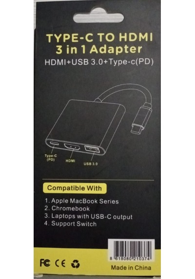 Type-c Hdmı 3 İn 1 Adapter Hdmı Usb 3.0 Çevirici Dönüştürücü Adap