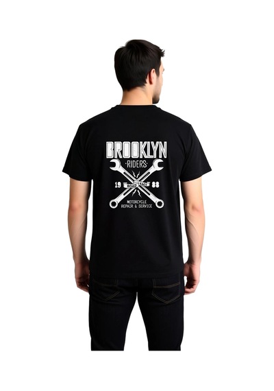 Paybuy Brooklyn Bikerlar '88 Motosiklet Tamirciliği Baskılı Erkek Tişört