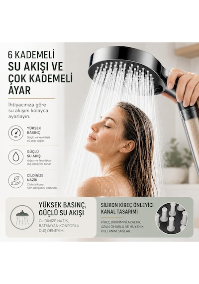 Krafz 6 Fonksiyonlu Filtreli Duş Başlığı Yüksek Basınçlı Su Tasarruflu Filtre Sistemli Kireç Ve Klor Önleyi Diğer
