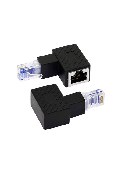 90 Derece Rj45 Erkek - Dişi Adaptör Dirsek Konnektörü Aşağı Açılı