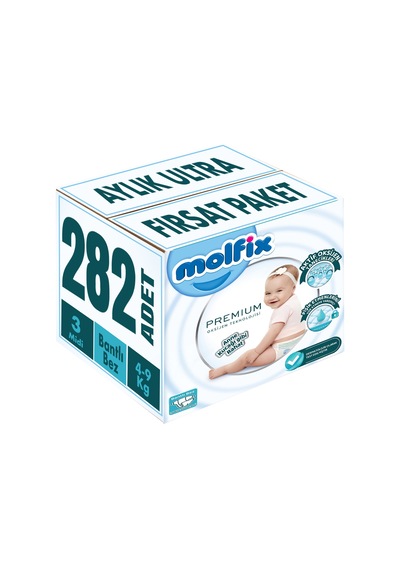 Molfix Premium Bebekbezi Beden:3 4-9kg Midi282adetaylık Ultrafrst 3'lü