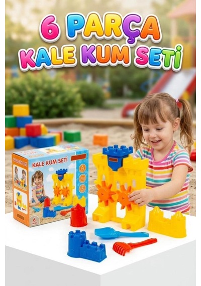 34cm Kale Kum Değirmen 6 Parçalı Kürek Ve Tırmıklı Döndürülebilir Pervaneli Kale Kum Oyun Seti