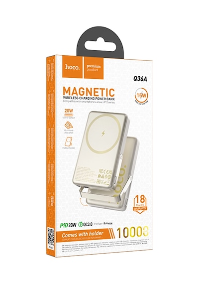 Hoco. Q36a Sunlight 10.000 Mah 20w Type-c Ve 10w Kablosuz Şarj Pd Magsafe Standlı Powerbank - Gold Gold