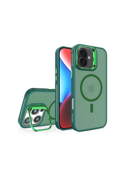 Ilkeshop Joko Apple iPhone Uyumlu 16 Flet Lens Magsafe Kapak - Koyu Yeşil