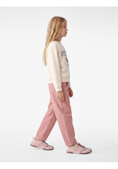 Koton Pamuklu Beli Lastikli Loose Fit Barrel Denim Pantolon Pembe 7wkg40043ad Gül