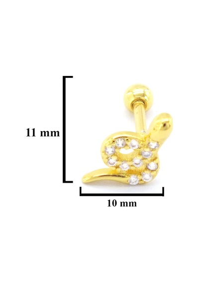 Ferizz Altın Kaplama Zirkon Taşlı Yılan Piercing Prc-154