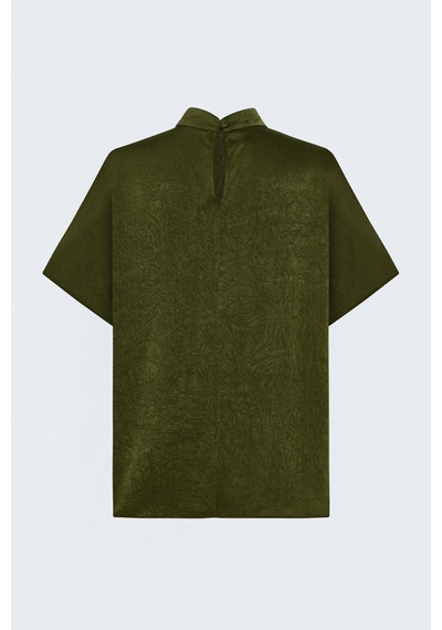 Sateen Yarasa Kol Bluz - Yeşil-137994
