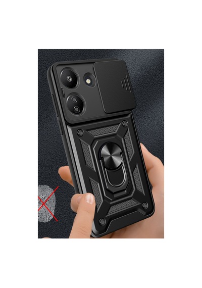 Xiaomi Redmi 13c Uyumlu Kılıf Pars Lens Yüzüklü Silikon - Kırmızı