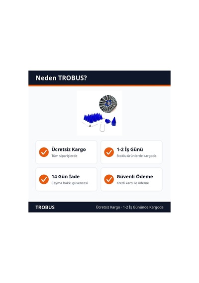 Trobus Sökme Aparatlı Sivri Bijon Kapağı Seti 20 Adet 19 Mm Mavi