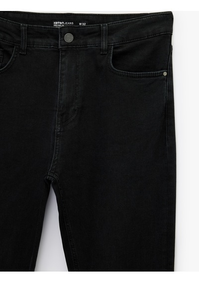 Koton Normal Bel Cepli Pamuklu Slim Fit Jean Pantolon - Brad Jean Siyah 6sam40277nd