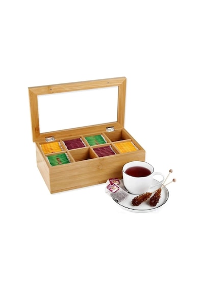 Mien MEN621 8 Bölmeli Bambu Çay Kutusu 32 x 20 x 9 CM