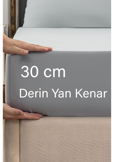 Ranforce Gri Pamuklu Tek / Çift Kişilik Battal Tam Kenar Lastikli Çarşaf 14 Renk Fıtted Gri