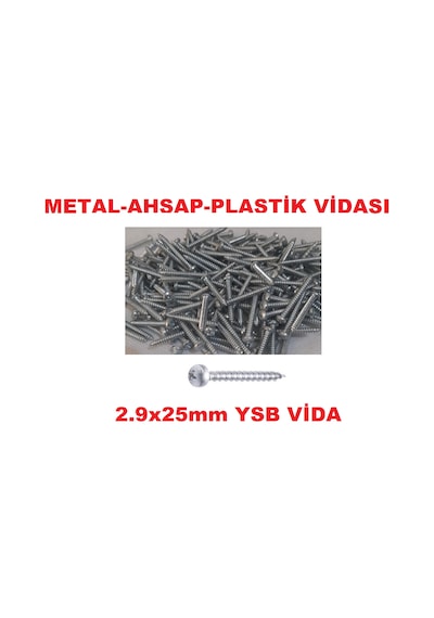 SAC VİDASI 2.9x25 YSB 250 ADET METAL AHŞAP PLASTİK VİDASI