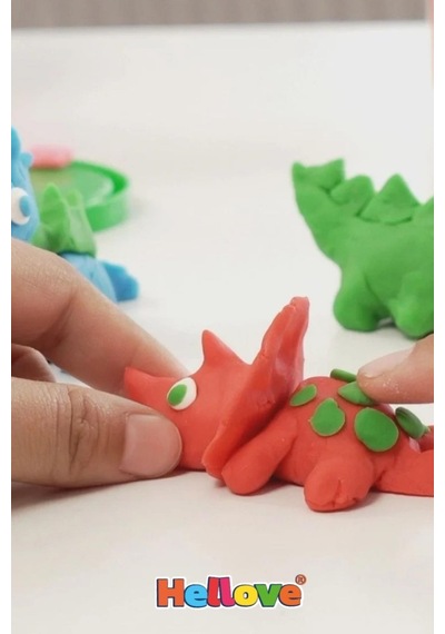 3 Adet Oyun Hamuru + Oyun Hamuru İçin Merdane Ve Kalıp Seti Play Dough