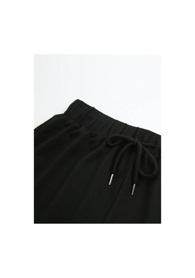 Tarzsokak Letter Graphic Drawstring Waist Track Şort Siyah