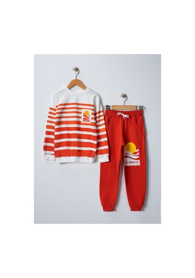 Veramoni Summer Baskılı Uzun Kollu Cepli Unisex Çocuk Alt Üst Takım Kiremit Rengi Veramoni Summer Baskılı Uzun Kollu Cepli Unisex Çocuk Alt Üst Takım Kiremit Rengi
