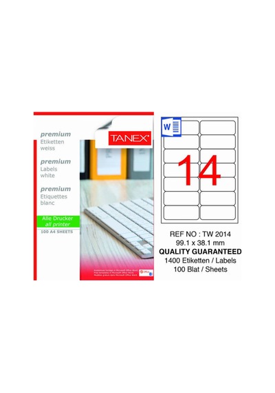 Tw-2014 99,1x38,1mm Laser Etiket 100lü