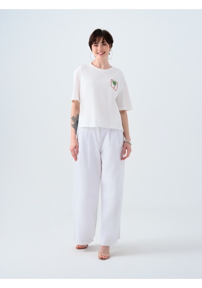 Kadın T-shirt Lf2040246 Ecru Ekru