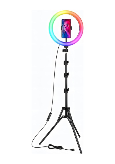 Tr Rgb Ring Light 37 Renk Modu 10'' Led Selfie Işığı, Tripod Standlı, Telefon Tutuculu, Bluetooth Kumandalı, 3