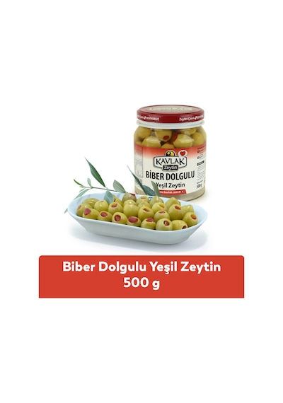 Biber Dolgulu Yeşil Zeytin 500 Gr