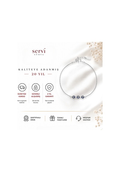 Servi 925 Ayar Iris Trio Bileklik-259 Gümüş