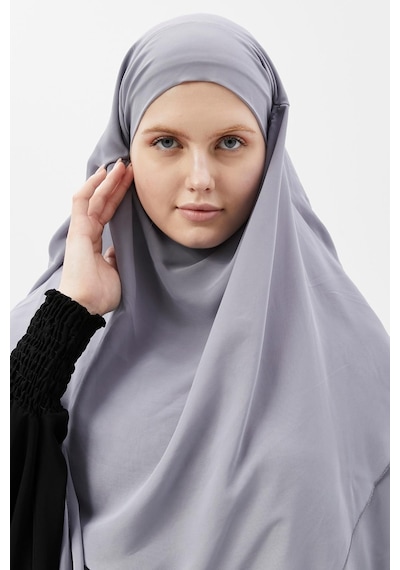 Altobeh Hazır Pratik Şifon Üç Katlı Peçeli Üçgen Hac Umre Şalı Sufle Hijab Nikap Gri