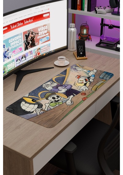 Cuphead Kaymaz Dikişli Kauçuk Oyuncu Mousepad V3 - 70x30 Xl Gaming Mouse Pad Fare Altlığı