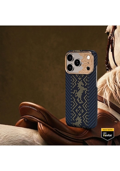 İphone 17 Pro Max Kılıf M-safe Özellikli Karbon Fiber Benks Knight Armorair Kevlar Kapak Lacivert