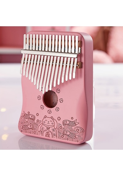 Midex KLX - 350 Pembe Kalimba Gerçek Ağaç 17 Tuşlu Full Set