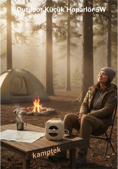Outdoor Kablosuz Wireless 5w Led Işıklı Bluetooth Hoparlör Bej Doğa Güçlü Hoparlör