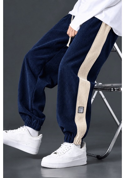 Genius Store Erkek Fitilli Kadife Pantolon Lastikli Rahat Kalıp Spor Pantolon Robalı-kadifepant Lacivert