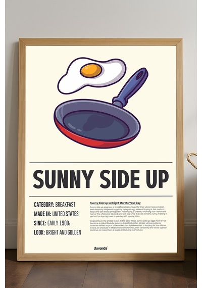 Sunny Side Up Ahşap Çerçeveli Poster, Dekoratif Mutfak Duvar Tablosu
