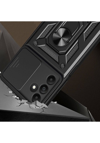 Zore Galaxy Uyumlu A15 Kılıf Magnetik Standlı Kamera Korumalı Sürgülü Vega Kapak - Siyah Siyah