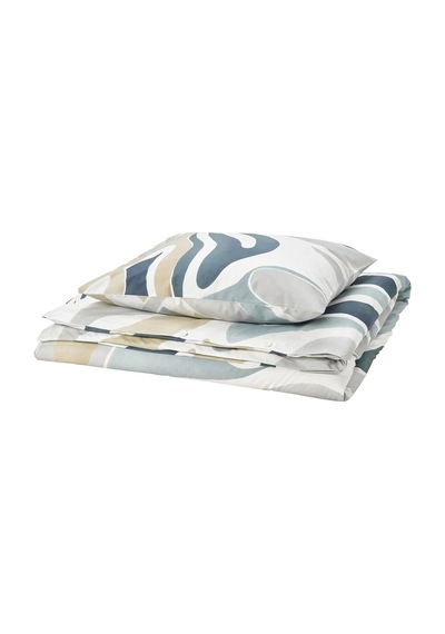 Ikea Mygglasvınge Tek Kişilik Nevresim Takımı 150 X 200 Cm Bej - Beyaz - Açık Gri Çok Renkli