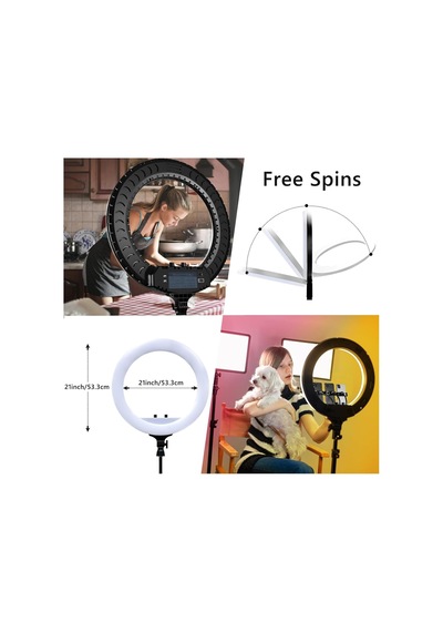Profesyonel 21 İnç 65w Ring Light Çekim Işığı, 560 Led Ayarlanabilir Parlaklık Kumandalı Makyaj Kuaför Video F